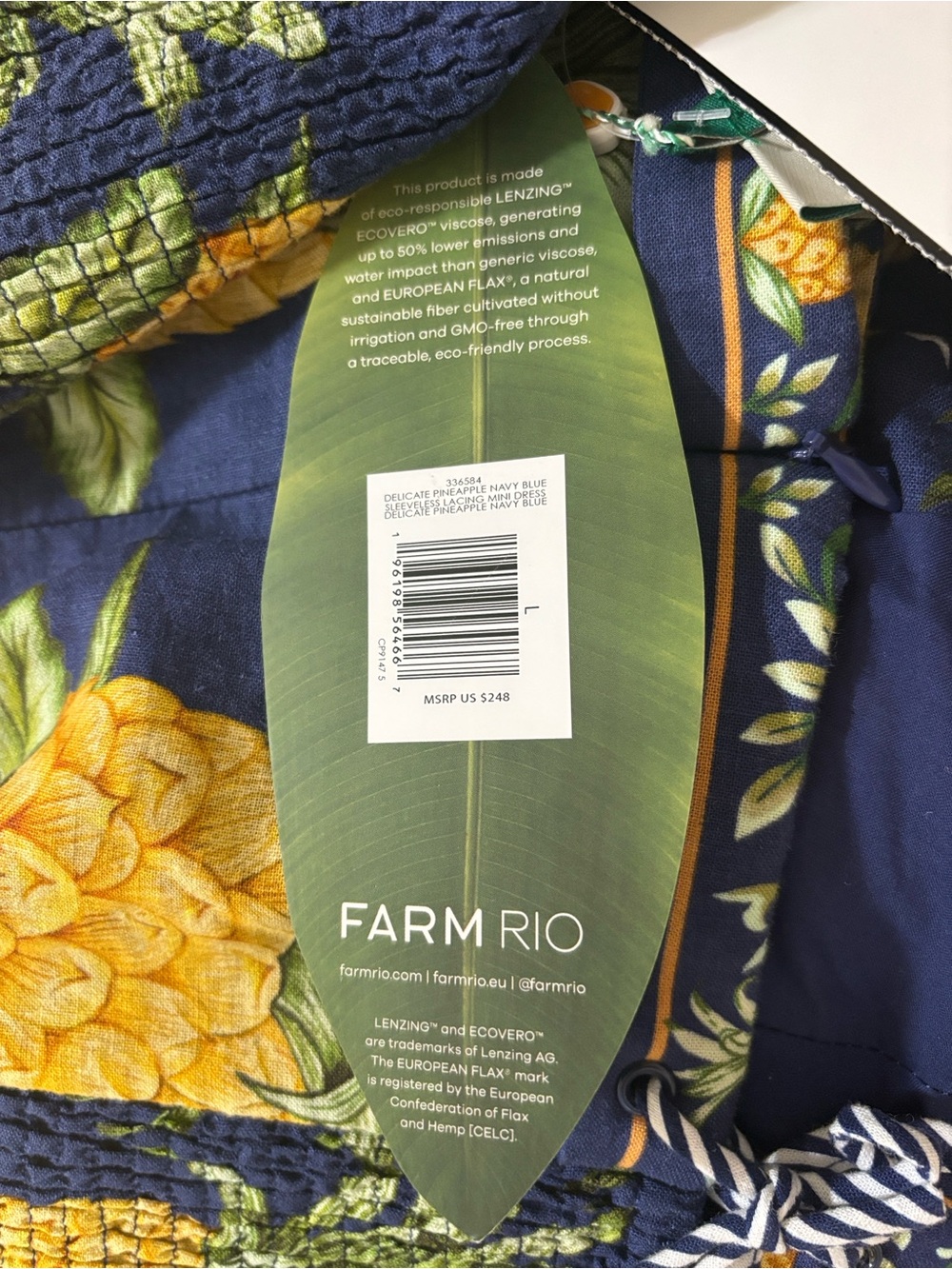 NWT! FARM Rio Pineapple Tie Laced Mini Dress ~ L - Picture 10 of 10